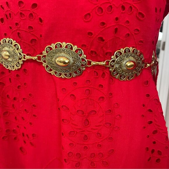 Vonmelli Concho Chain Belt Gold Western Cowgirl Boho Festival Y2K NWT - Picture 2 of 7